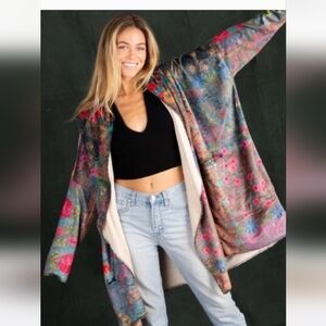 Natural Life Cozy Oversized Blanket Kimono Sherpa Lining  Cozycore L/XL
